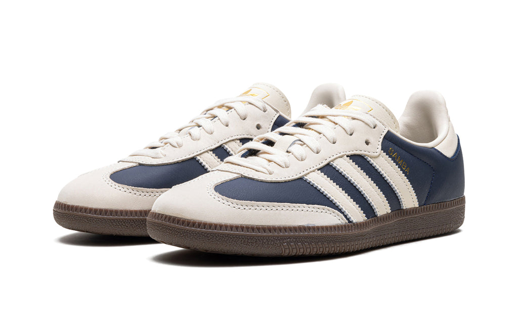 adidas Samba OG Sneakers - Navy Blue and Cream with Dark Brown Gum Sole