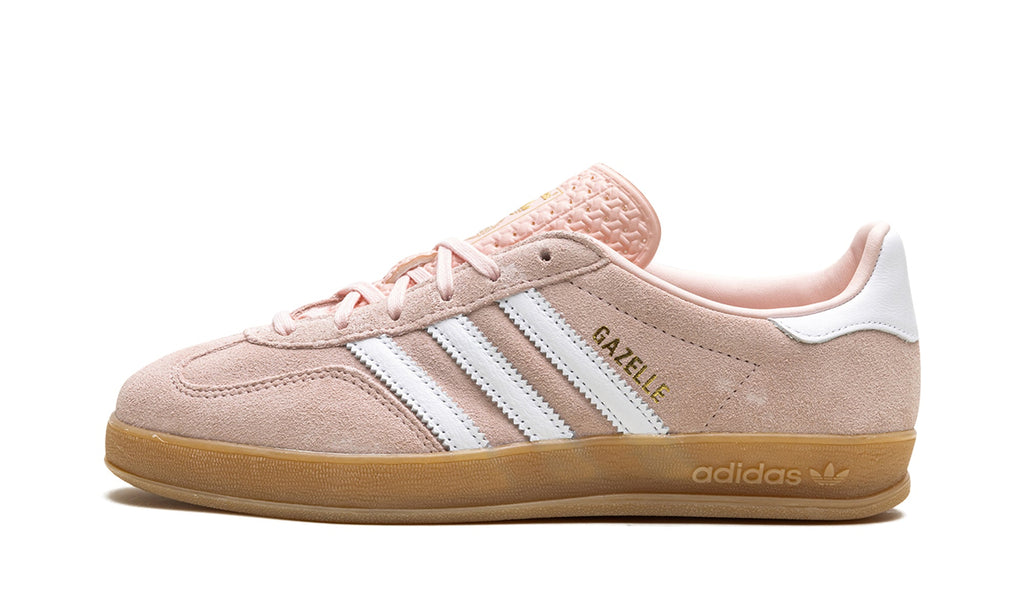 adidas Gazelle Indoor Sneakers - Pale Pink with White Stripes and Gum Sole