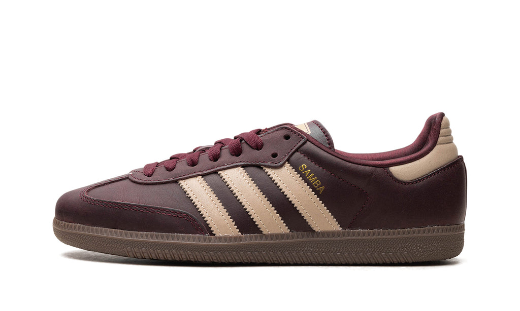 adidas Samba OG Sneakers - Burgundy & Beige with Brown Gum Sole