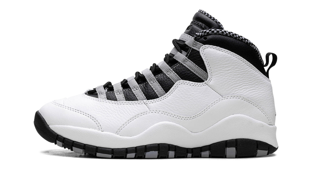 Air Jordan 10 Retro Sneakers - White/Black with Grey Lace Loops