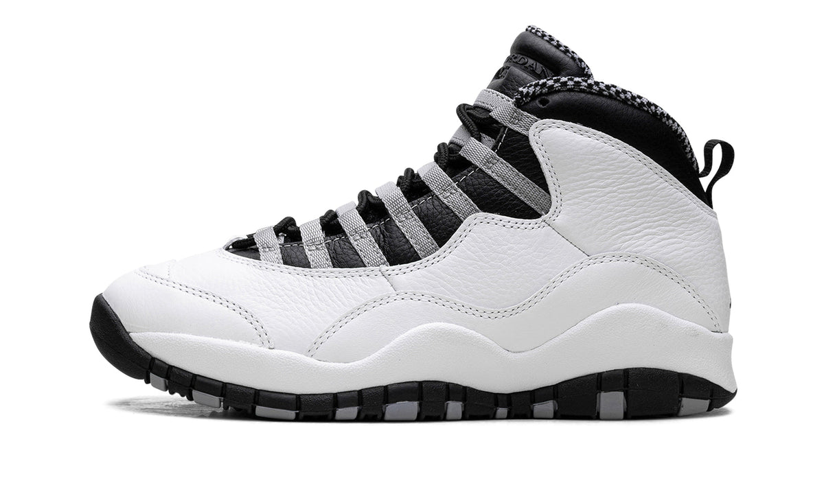 Air Jordan 10 Retro Sneakers - White/Black with Grey Lace Loops
