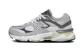 New Balance 9060 Sneakers - Grey and Cream with Burgundy Accents