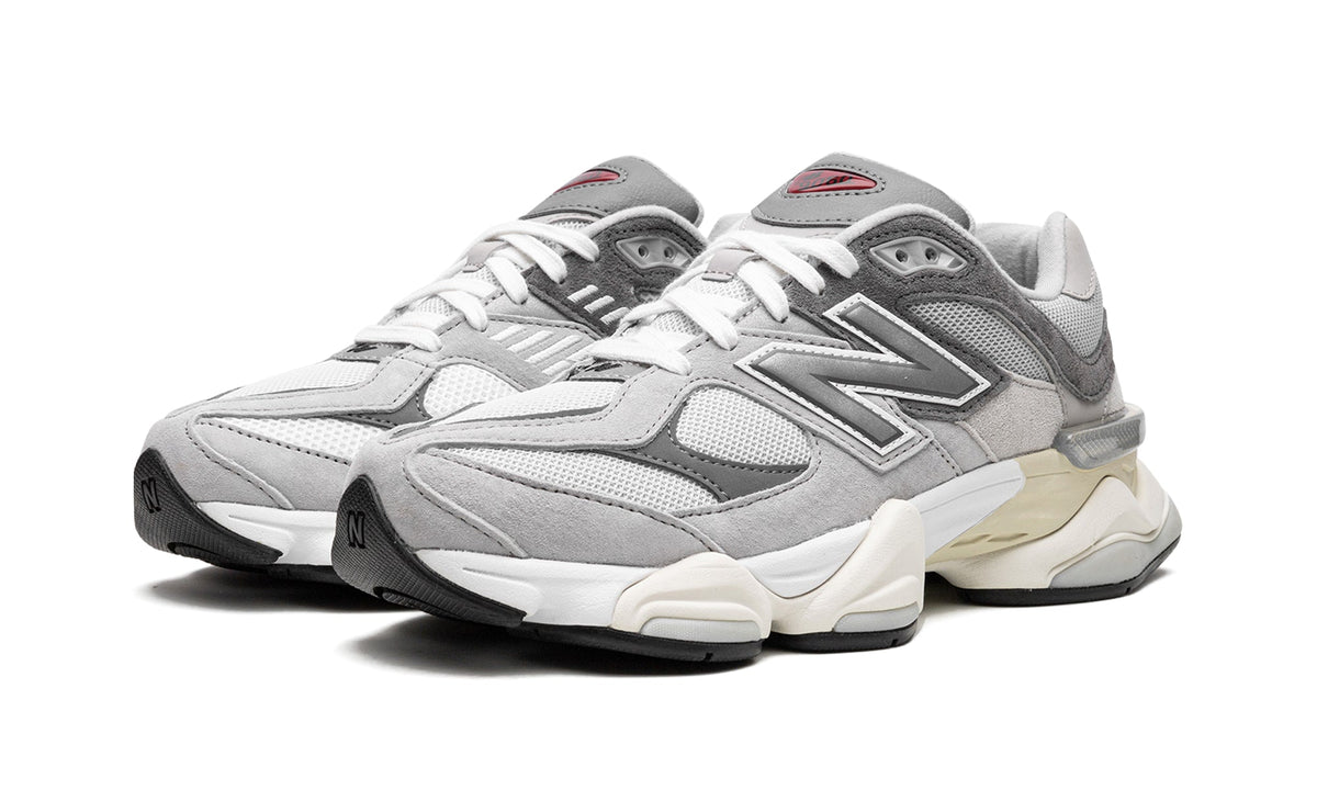 New Balance 9060 Sneakers - Grey and Cream with Burgundy Accents