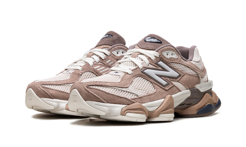 New Balance 9060 Sneakers - Taupe and Cream with Navy Accents