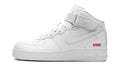 Nike Air Force 1 Mid Sneakers - White with Red Supreme Logo Detail