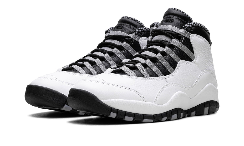 Air Jordan 10 Retro Sneakers - White/Black with Grey Lace Loops