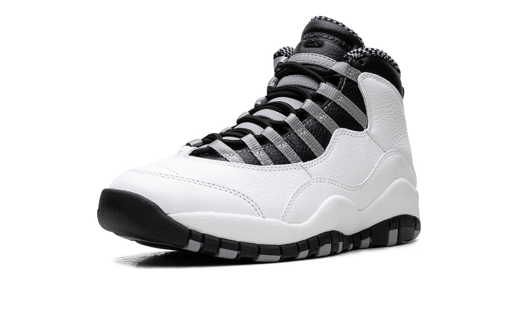 Air Jordan 10 Retro Sneakers - White/Black with Grey Lace Loops