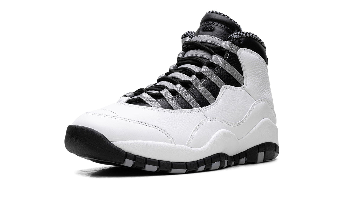 Air Jordan 10 Retro Sneakers - White/Black with Grey Lace Loops