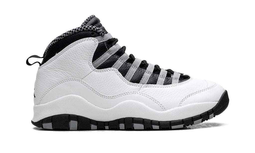 Air Jordan 10 Retro Sneakers - White/Black with Grey Lace Loops