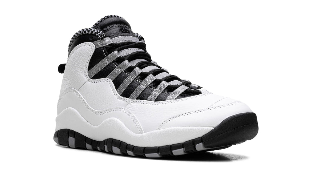 Air Jordan 10 Retro Sneakers - White/Black with Grey Lace Loops