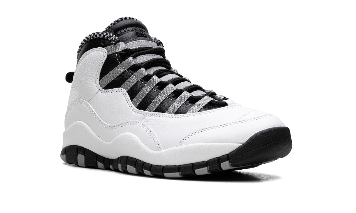 Air Jordan 10 Retro Sneakers - White/Black with Grey Lace Loops