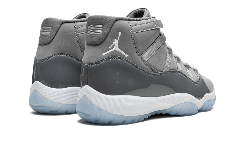 Air Jordan 11 Retro High-Top Sneakers - Gray with Glossy Overlays and Icy Blue Outsole