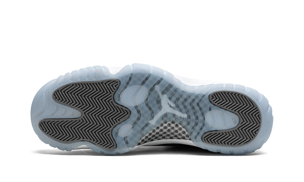 Air Jordan 11 Retro High-Top Sneakers - Gray with Glossy Overlays and Icy Blue Outsole