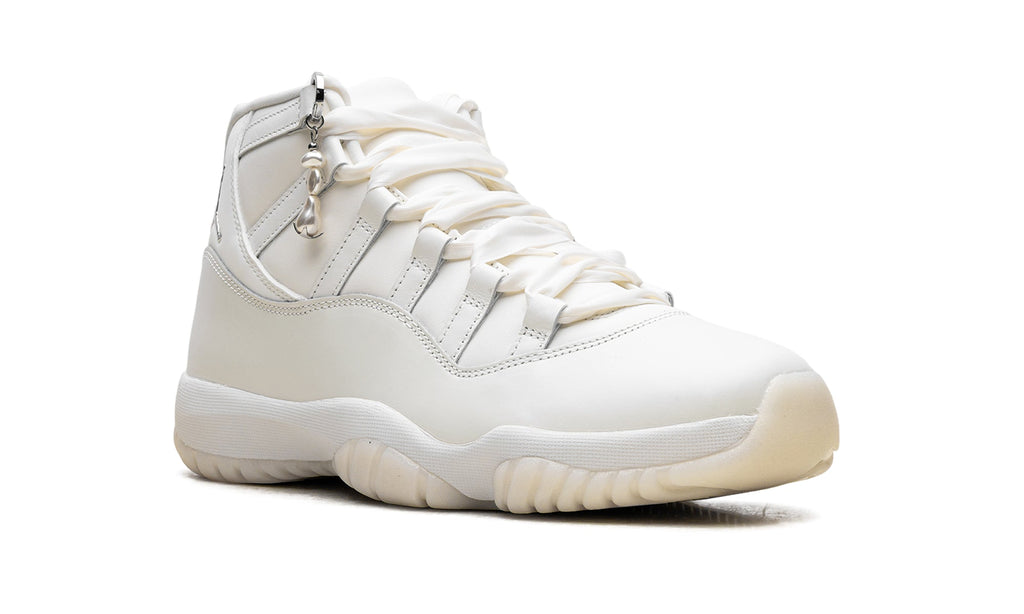 Air Jordan 11 Retro High-Top Sneakers - White and Cream with Metallic Silver Accents