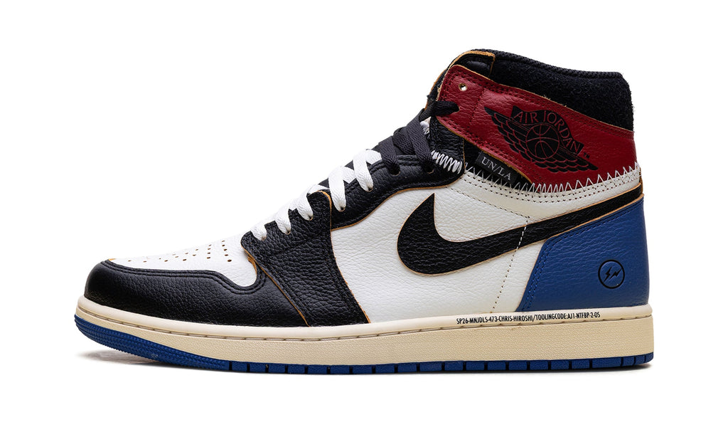 Air Jordan 1 High OG Sneakers - Black, White, Red and Blue with Contrast Stitching