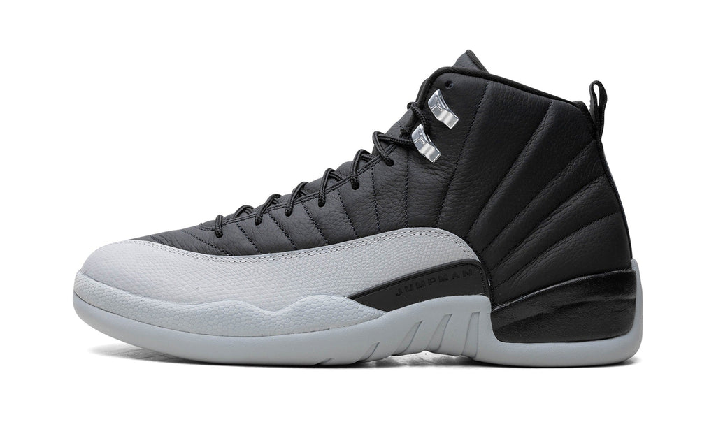 Air Jordan 12 High-Top Sneakers - Black/Light Grey with Silver Accents