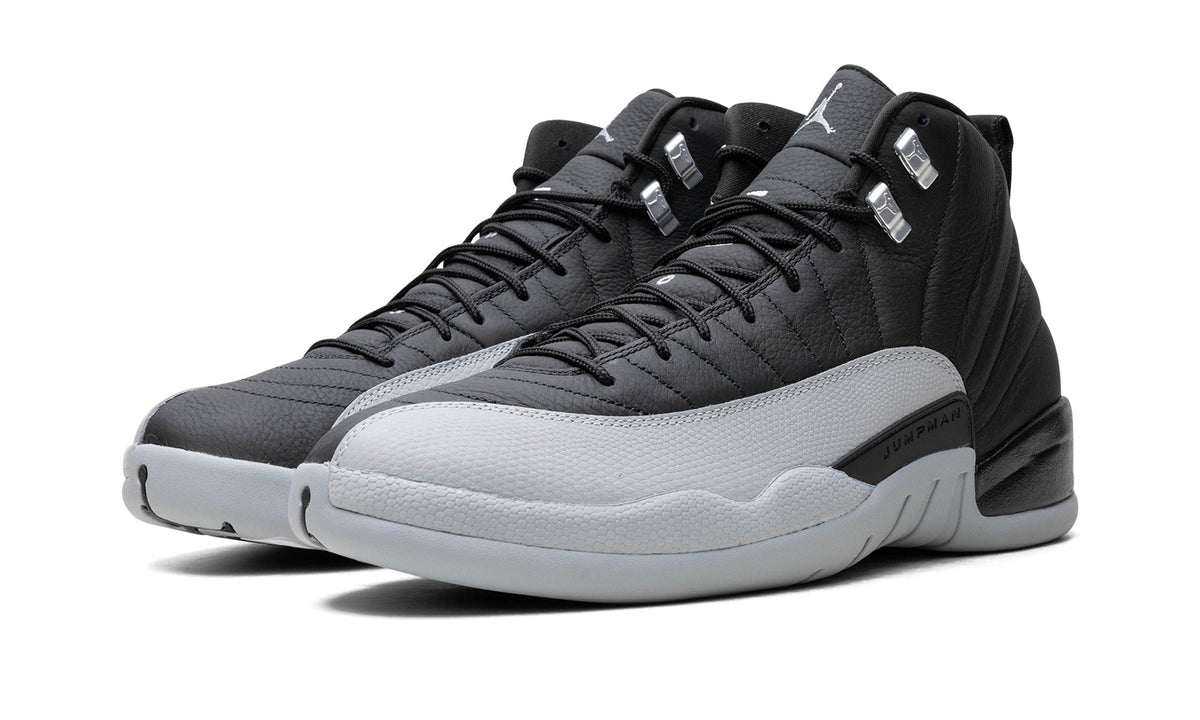 Air Jordan 12 High-Top Sneakers - Black/Light Grey with Silver Accents