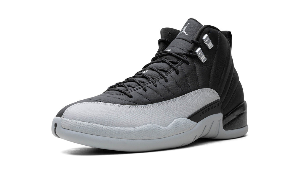 Air Jordan 12 High-Top Sneakers - Black/Light Grey with Silver Accents