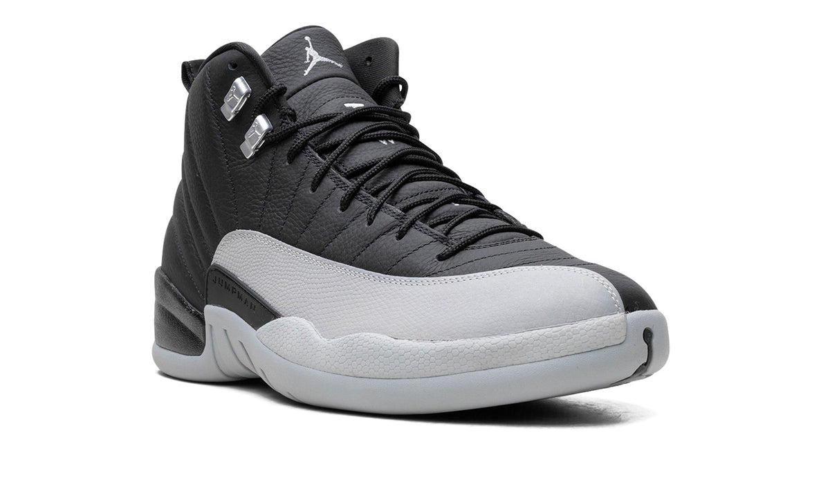 Air Jordan 12 High-Top Sneakers - Black/Light Grey with Silver Accents