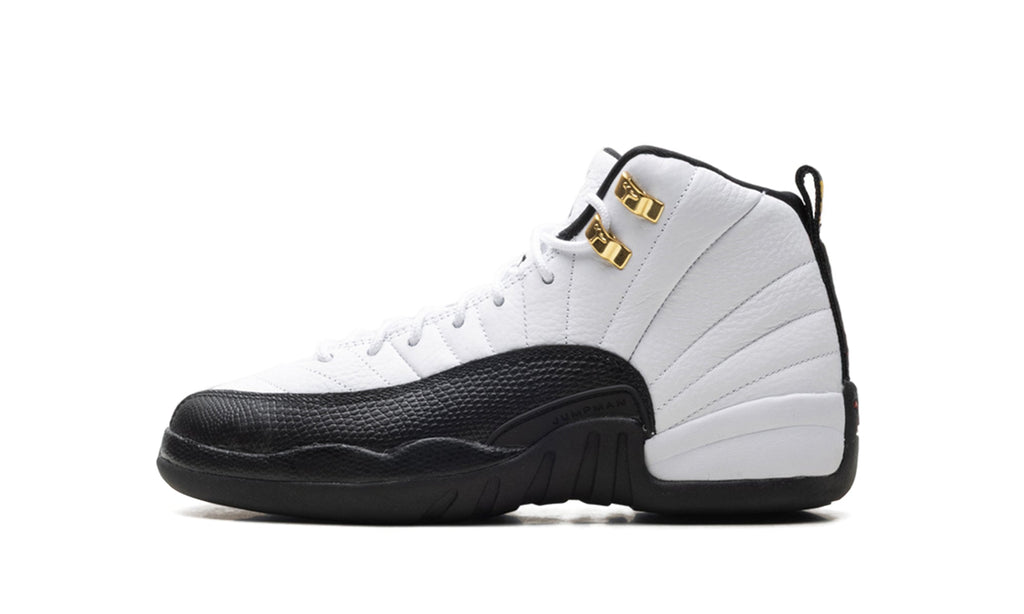 Air Jordan 12 Retro High-Top Sneakers - White and Black with Gold-Tone Eyelets