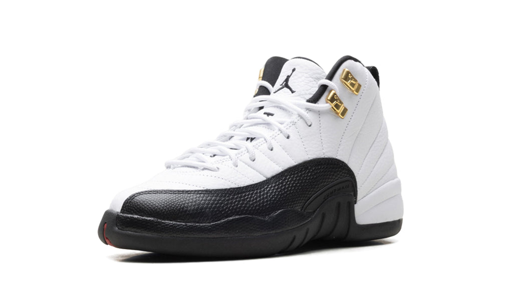 Air Jordan 12 Retro High-Top Sneakers - White and Black with Gold-Tone Eyelets