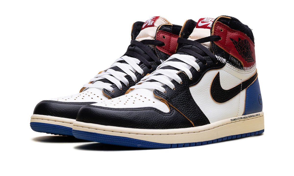 Air Jordan 1 High OG Sneakers - Black, White, Red and Blue with Contrast Stitching