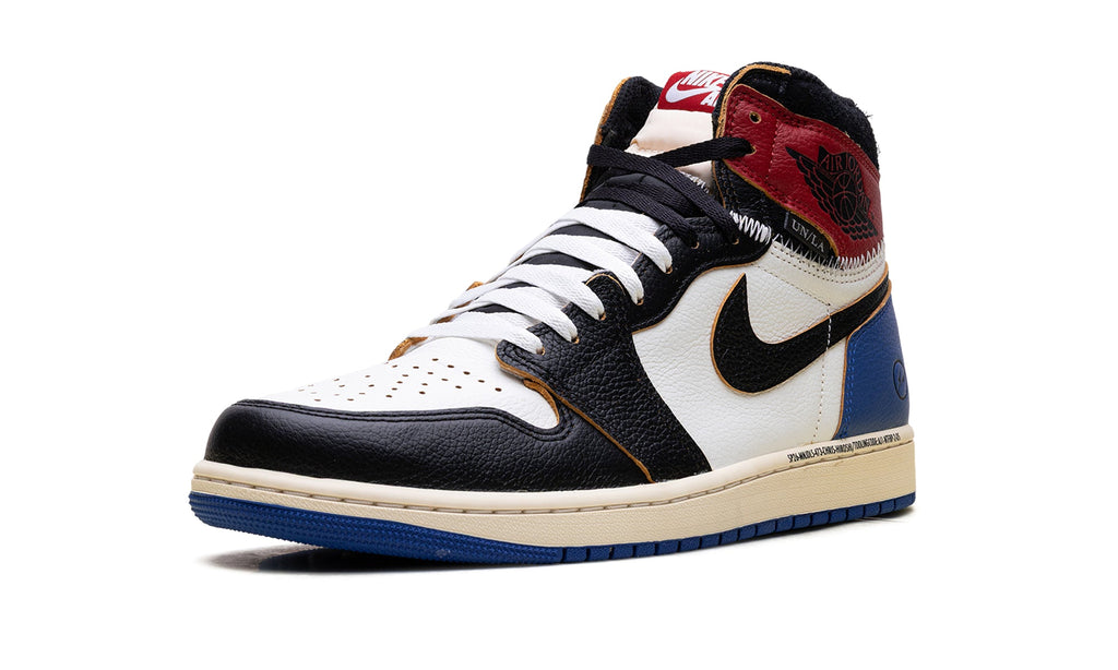 Air Jordan 1 High OG Sneakers - Black, White, Red and Blue with Contrast Stitching