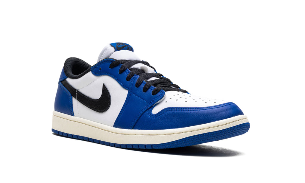 Air Jordan 1 Retro Low OG Sneakers - Royal Blue and White with Black Swooshes