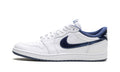 Air Jordan 1 Low '85 Sneakers - White and Navy with Glossy Swooshes