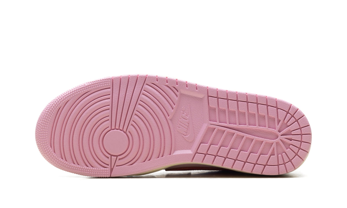 Air Jordan 1 Low OG Sneakers - Pink & White with Red Reverse Swoosh