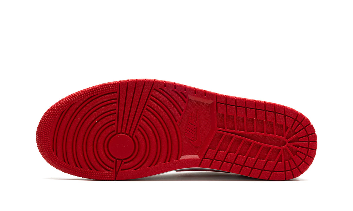 Air Jordan 1 Retro Low OG Sneakers - White with Red Swooshes and Outsole