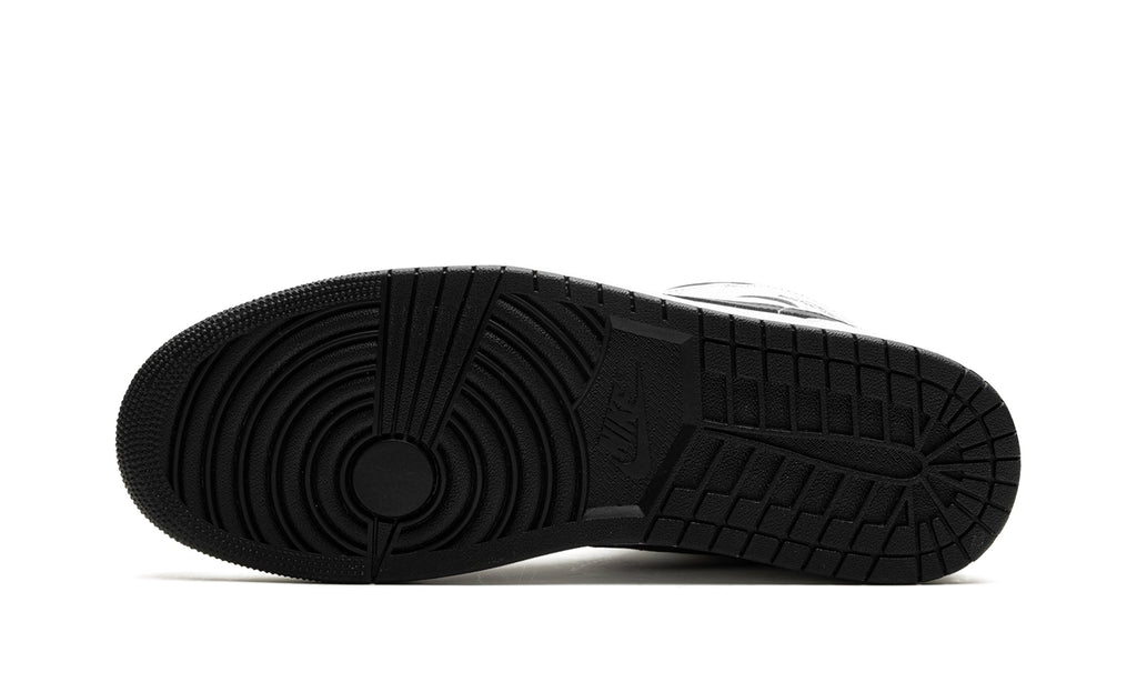 Air Jordan 1 Mid Sneakers - White with Black Swooshes and Collar