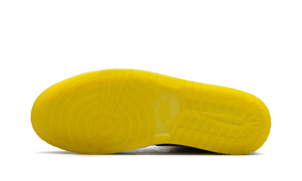 Air Jordan 1 Mid Sneakers - Black and Yellow with White Midsole