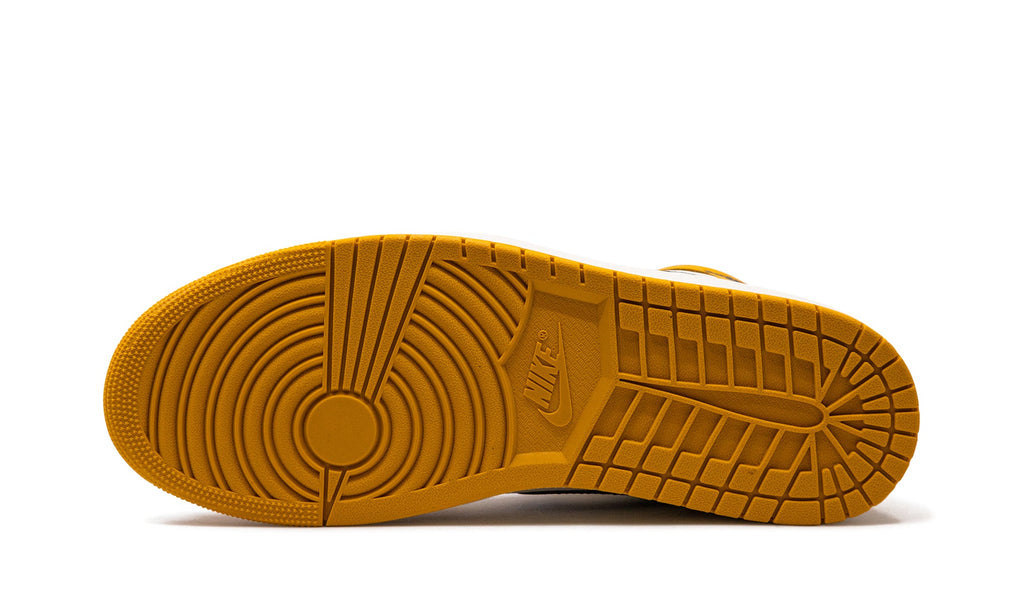 Air Jordan 1 Retro High OG Sneakers - Golden Yellow and White with Black Swooshes