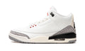 Air Jordan 3 Sneakers - White/Cement Grey with Elephant Print and Red Accents