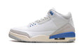 Air Jordan 3 Retro Sneakers - White/Grey/Blue with Cream Midsole