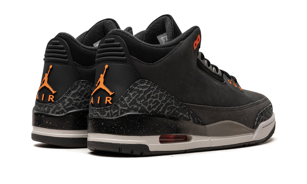 Air Jordan 3 Retro Sneakers - Black and Charcoal with Orange Accents