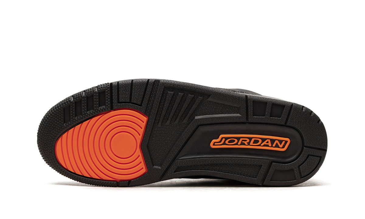 Air Jordan 3 Retro Sneakers - Black and Charcoal with Orange Accents