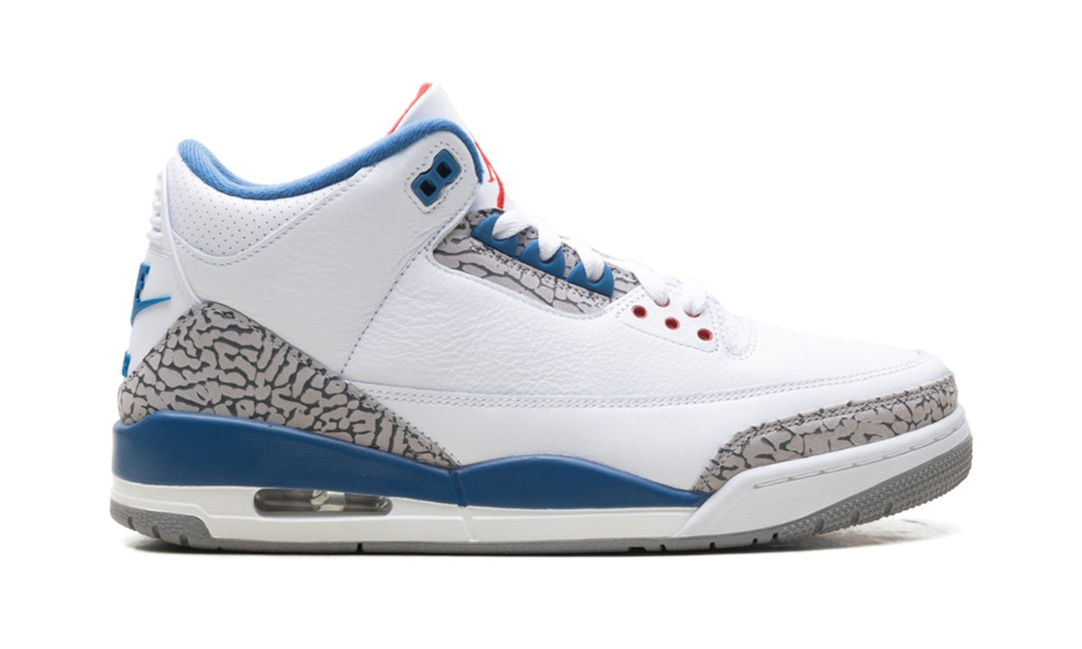 Air Jordan 3 Retro Sneakers - White and Blue with Elephant Print