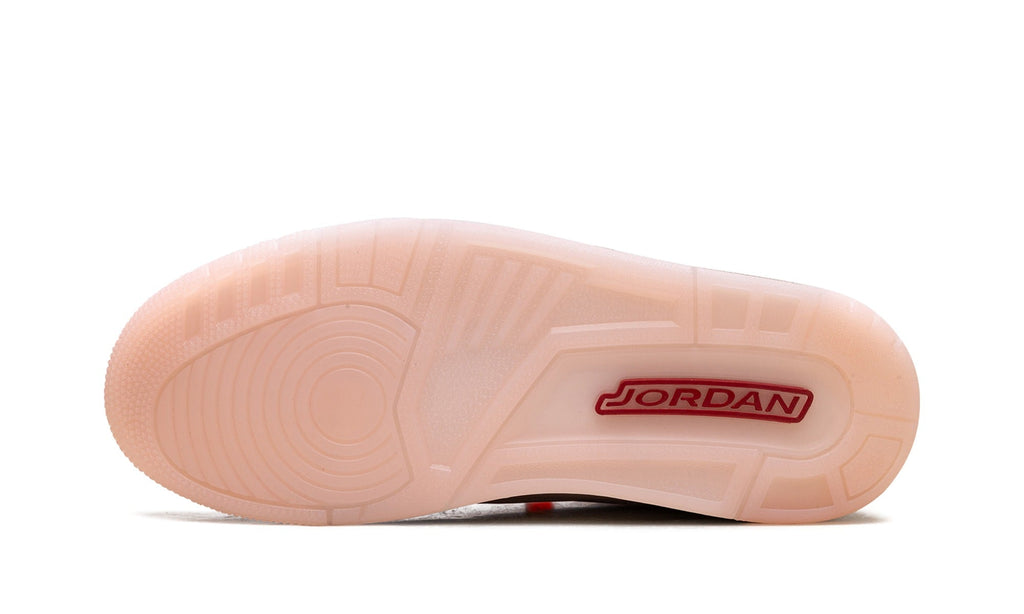 Air Jordan 3 Sneakers - Blush Pink with Elephant Print and Red Accents