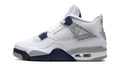 Air Jordan 4 Retro Sneakers - White and Navy with Speckled Gray Details