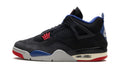 Air Jordan 4 Rare Air Sneakers - Black and Charcoal with Blue and Red Accents