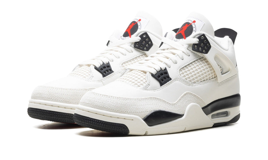 Air Jordan 4 Sneakers – White, Black & Red