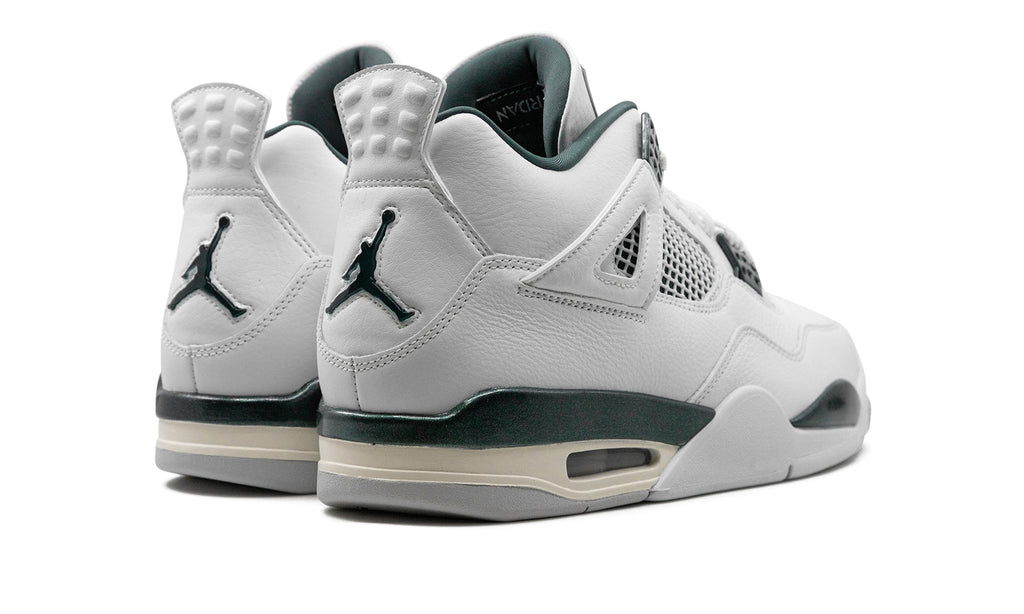 Air Jordan 4 Retro Sneakers - White and Dark Green with Cream Accents
