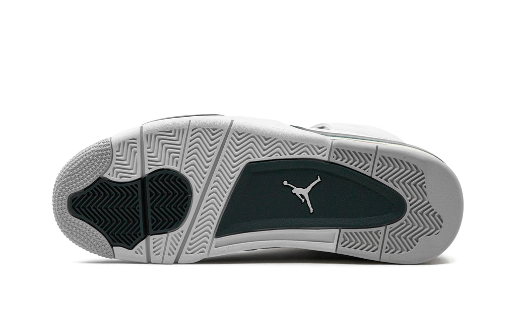 Air Jordan 4 Retro Sneakers - White and Dark Green with Cream Accents