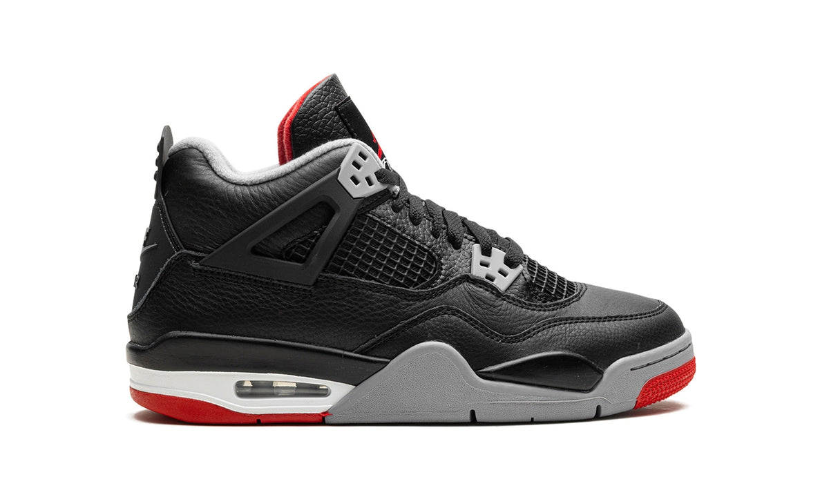 Air Jordan 4 Sneakers - Black, Gray & Red