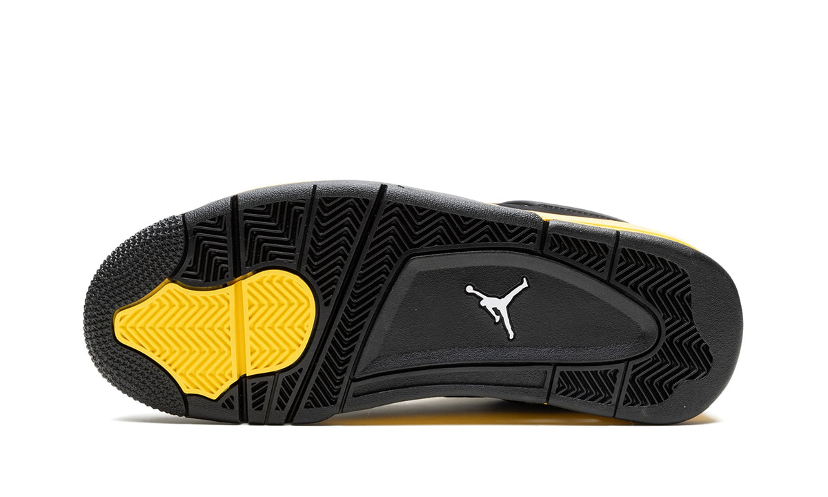 Air Jordan 4 Retro Sneakers - Black & Yellow with Mesh Panels