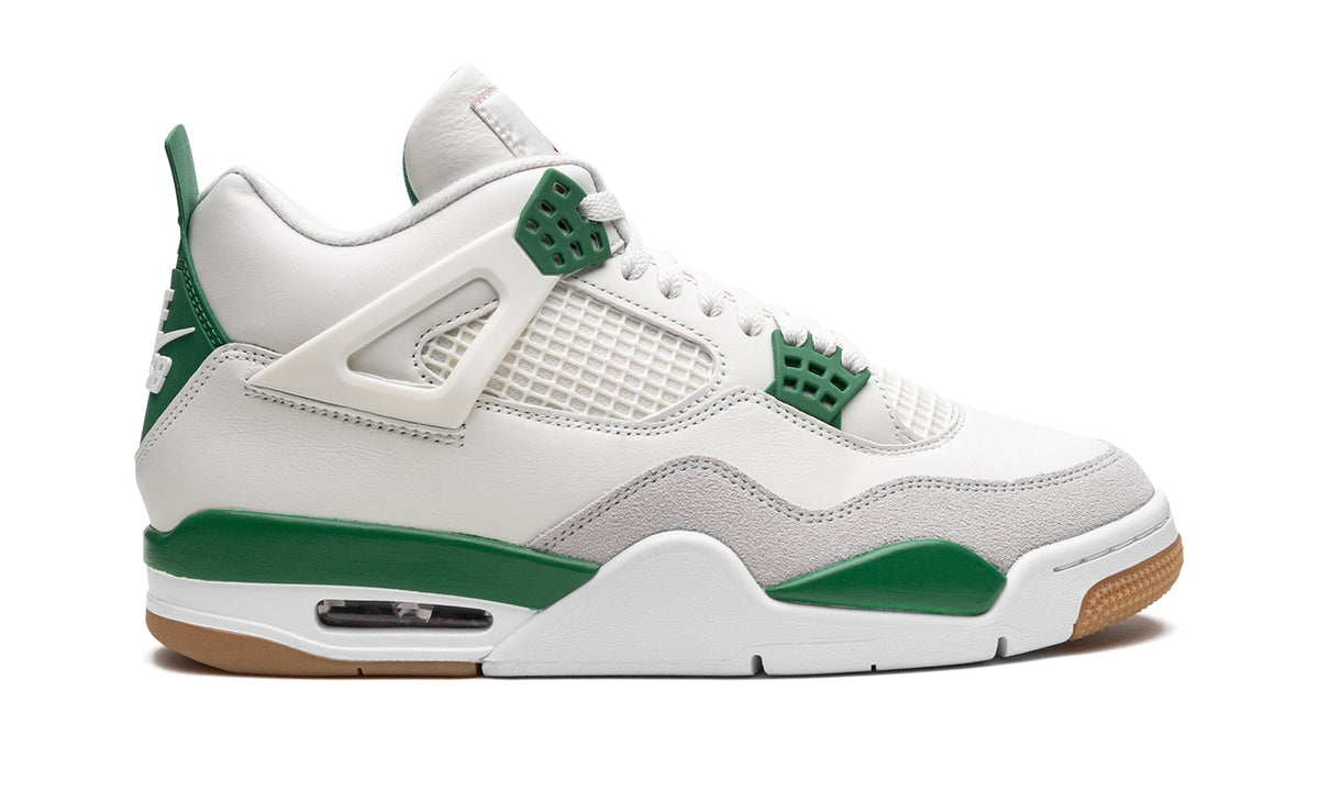 Nike SB x Air Jordan 4 Retro “Pine Green” Sneakers – White, Light Grey, Green & Gum