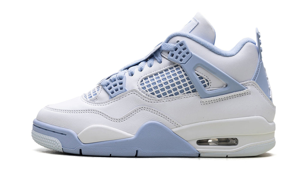 Air Jordan 4 Sneakers - White/Light Blue with Mesh Panels and Visible Air