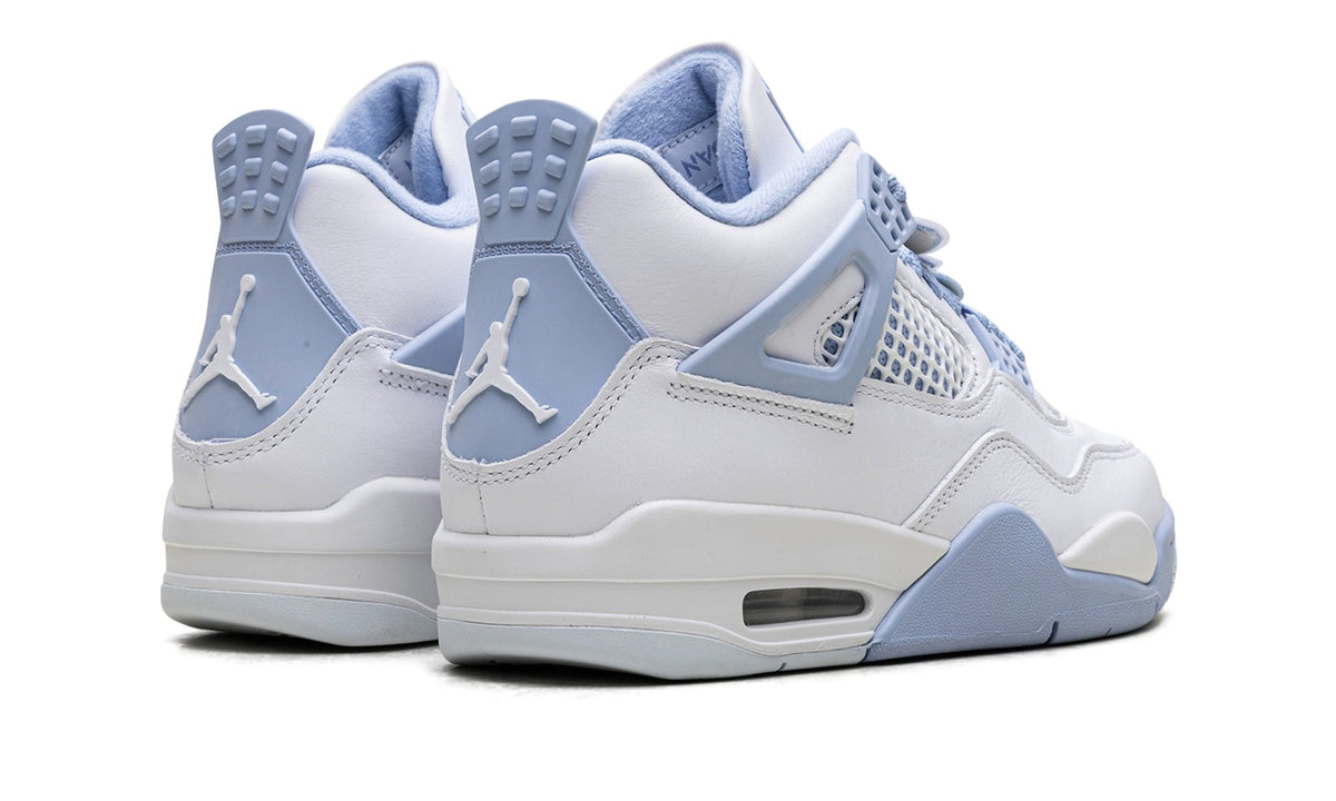 Air Jordan 4 Sneakers - White/Light Blue with Mesh Panels and Visible Air
